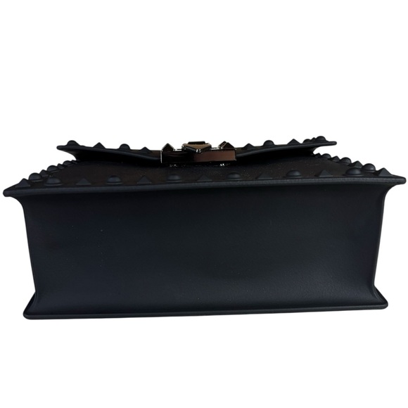 Jelly Studded Black Mini Handbag Bag Purse PVC Vegan Leather Shoulder Strap - Picture 10 of 10